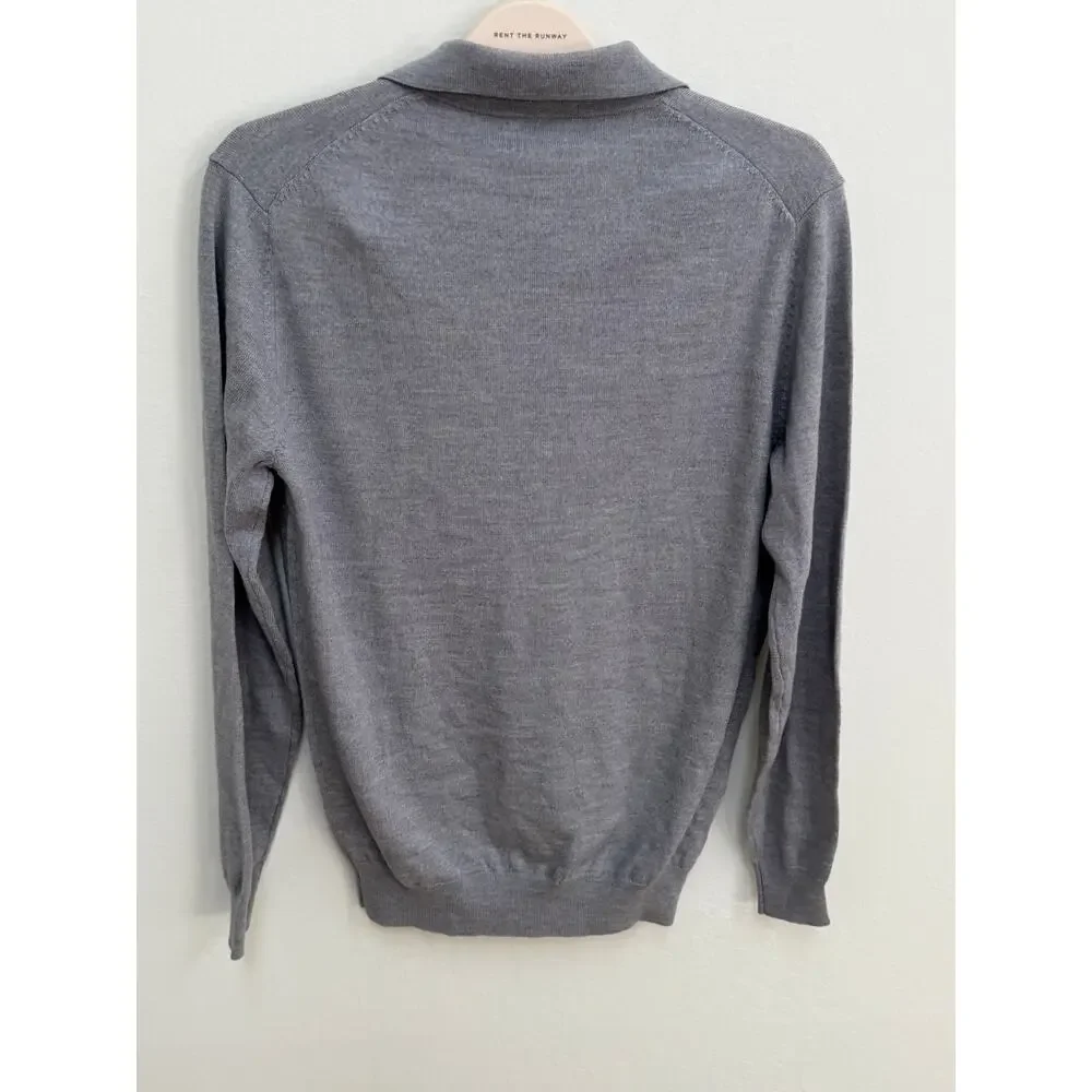 Collars & Co Merino Wool Polo Sweater Men’s S Gray Long Sleeve NWT $118